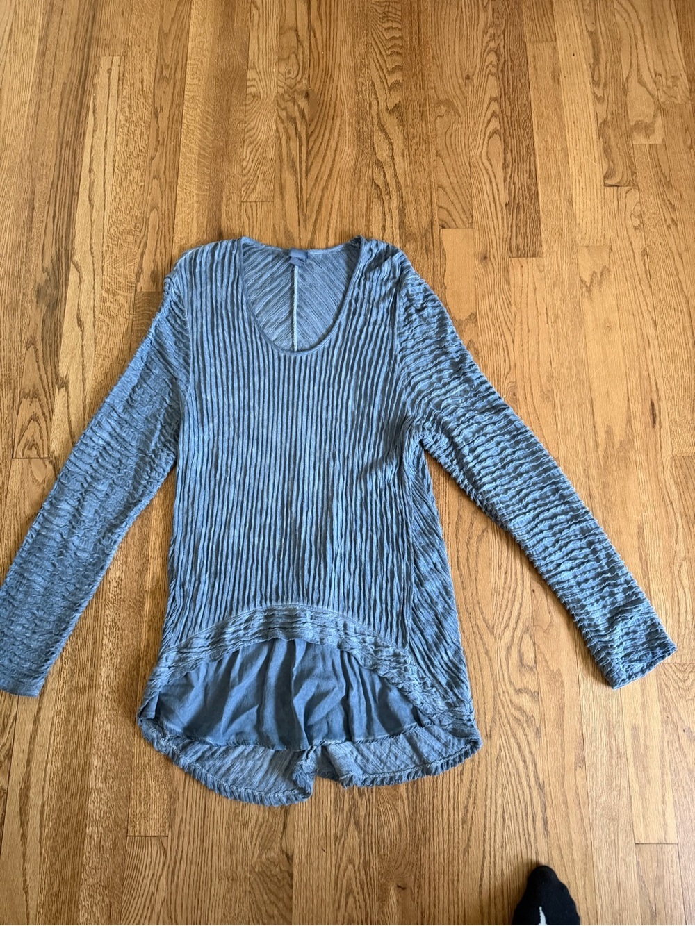 Mind Set hi-low tunic top by XCVI Blue LAGENLOOK crinkled lightweight size L - Picture 2 of 15